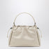 Brunello Cucinelli Small Ivory Leather Bucket Bag with Drawstring White