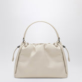 Brunello Cucinelli Small Ivory Leather Bucket Bag with Drawstring White