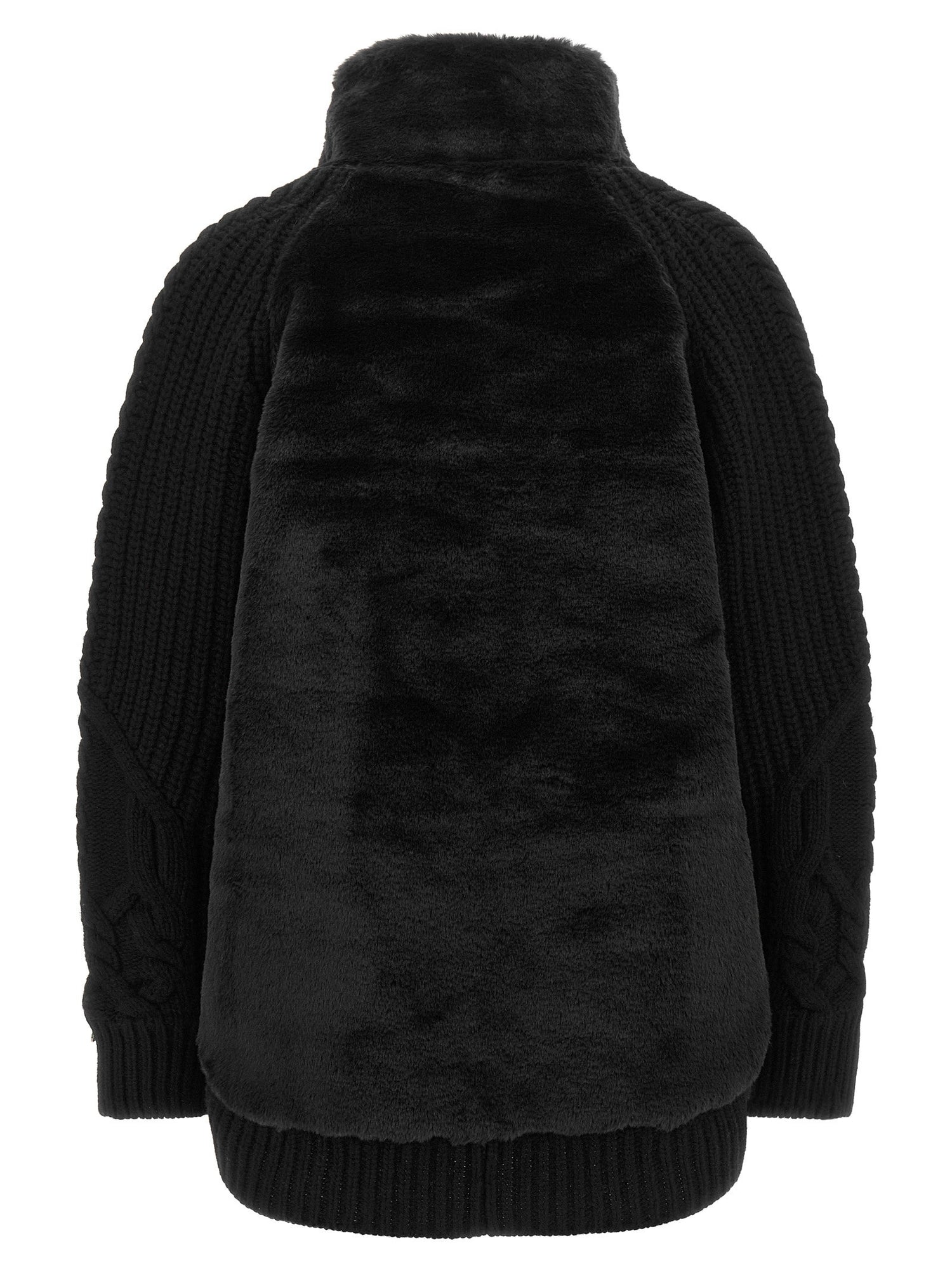 Herno Cardigan With Fur Insert Black