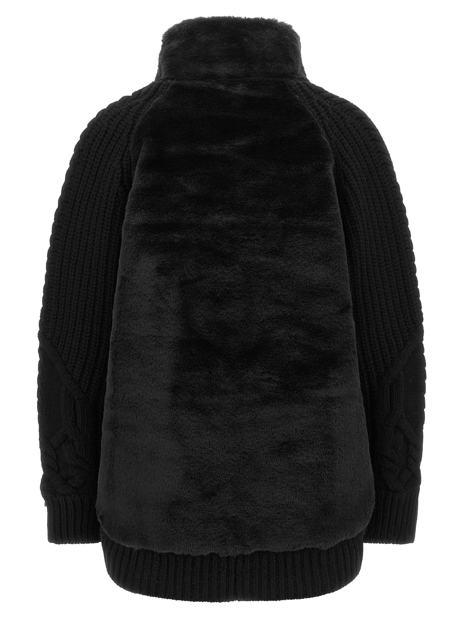 Herno Cardigan With Fur Insert Black