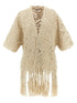 Brunello Cucinelli Opera Dazzling Macramé Cardigan Beige