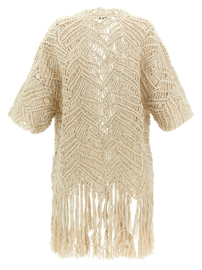 Brunello Cucinelli Opera Dazzling Macramé Cardigan Beige