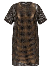 Brunello Cucinelli Sequin Mesh Dress Brown