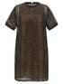 Brunello Cucinelli Sequin Mesh Dress Brown