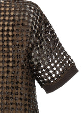 Brunello Cucinelli Sequin Mesh Dress Brown