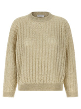 Brunello Cucinelli Dazzling Cable Sweater Beige