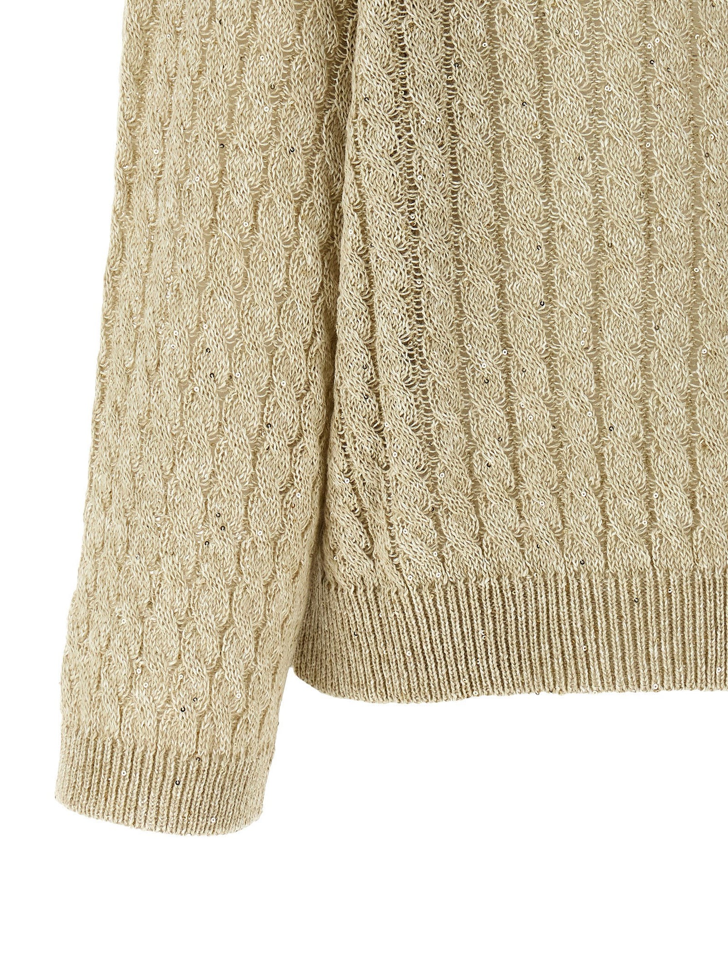 Brunello Cucinelli Dazzling Cable Sweater Beige