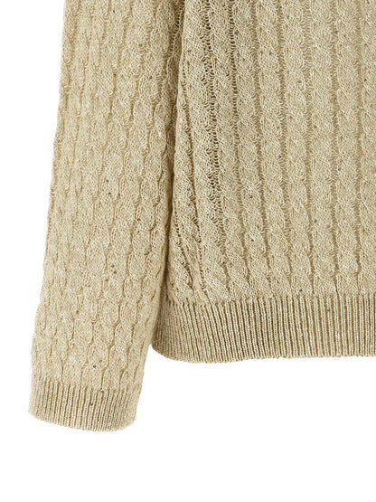 Brunello Cucinelli Dazzling Cable Sweater Beige