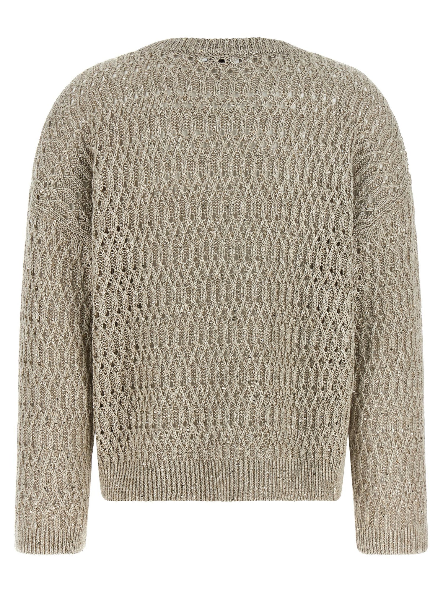 Brunello Cucinelli Dazzling Braids Sweater Beige