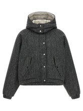 Brunello Cucinelli Shiny Zipper Pull Down Jacket Gray