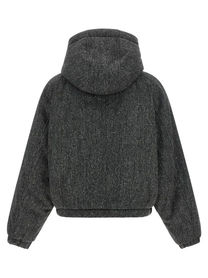 Brunello Cucinelli Shiny Zipper Pull Down Jacket Gray