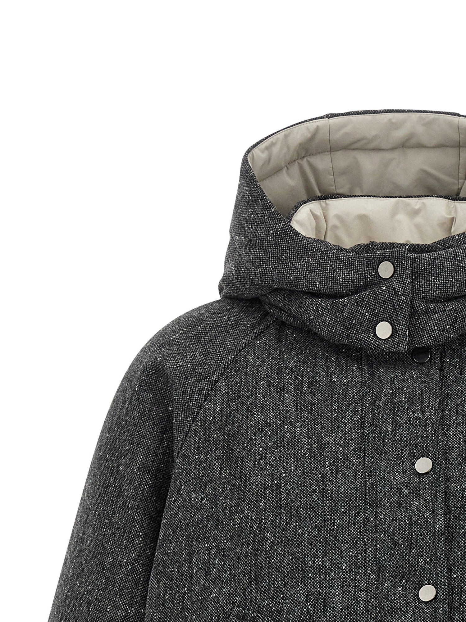 Brunello Cucinelli Shiny Zipper Pull Down Jacket Gray