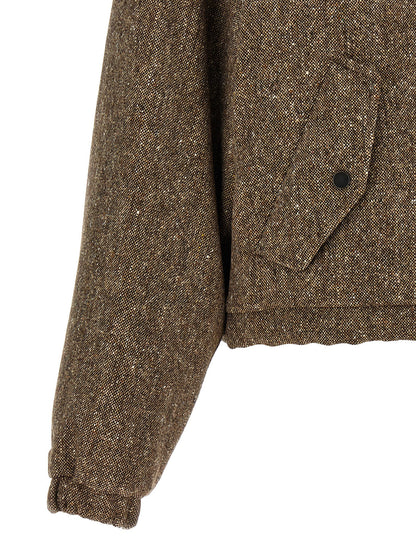 Brunello Cucinelli Donegal Tweed Down Jacket Brown