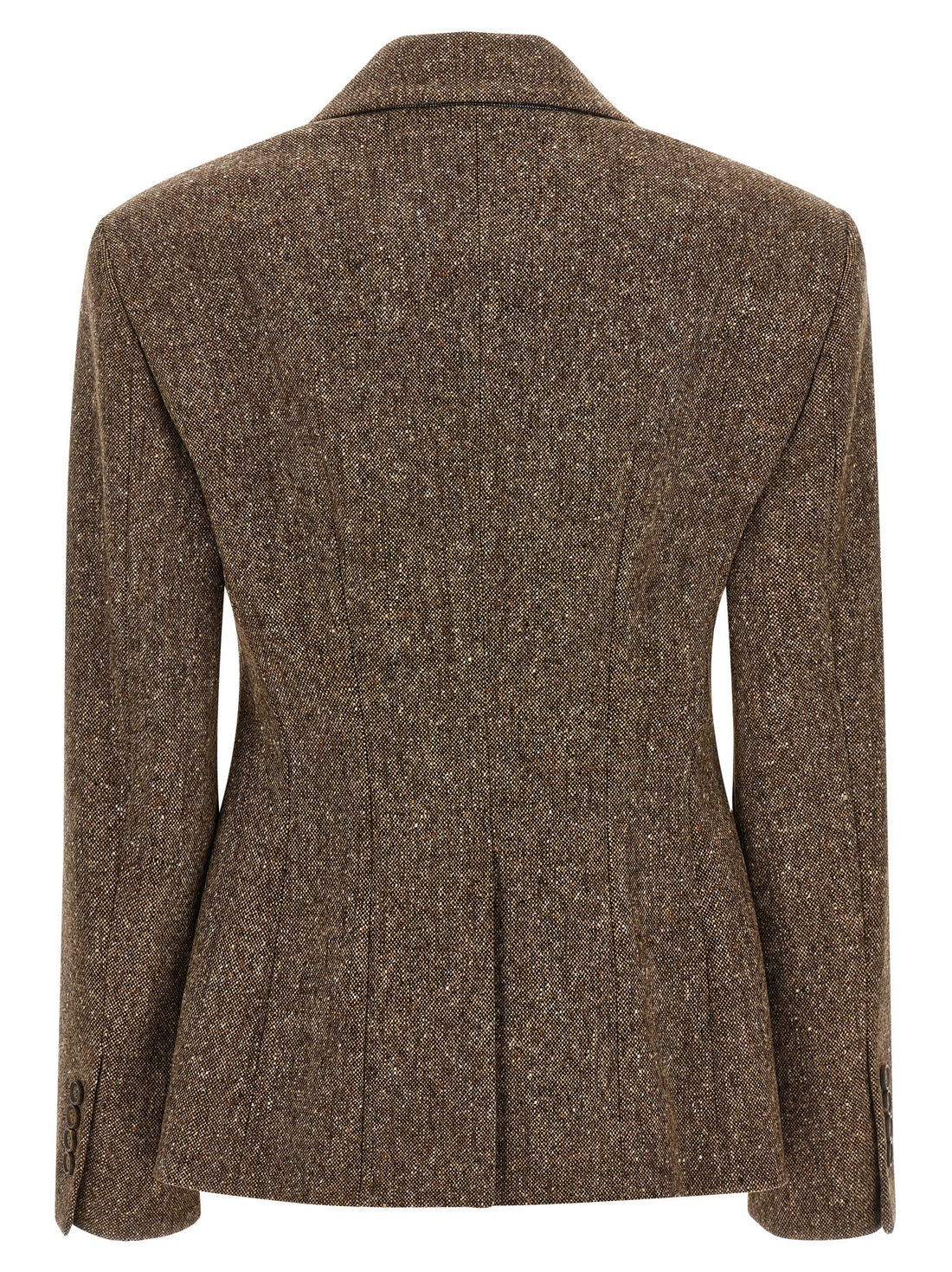 Brunello Cucinelli Donegal Wool Double-breasted Blazer Brown