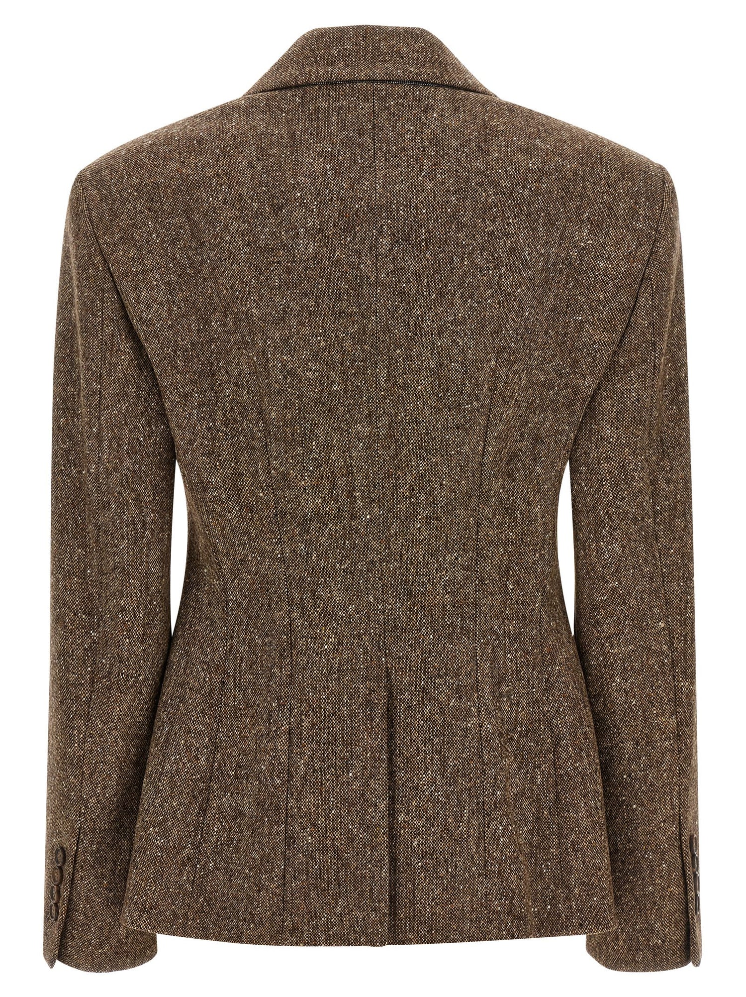Brunello Cucinelli Donegal Wool Double-breasted Blazer Brown
