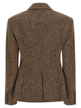 Brunello Cucinelli Donegal Wool Double-breasted Blazer Brown