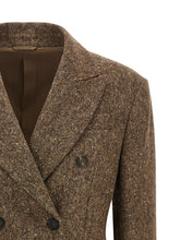 Brunello Cucinelli Donegal Wool Double-breasted Blazer Brown