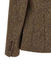 Brunello Cucinelli Donegal Wool Double-breasted Blazer Brown