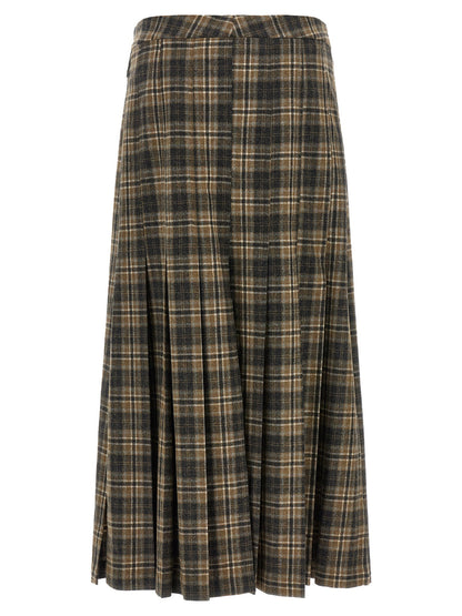 Brunello Cucinelli Tartan Skirt Brown