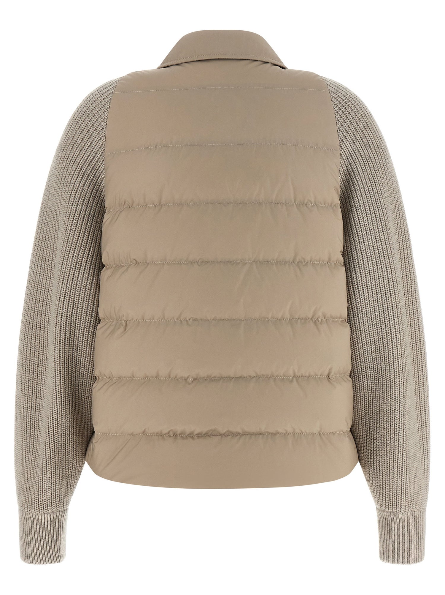 Brunello Cucinelli Shiny Flap Detail Down Jacket Beige
