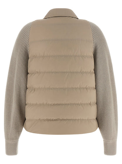 Brunello Cucinelli Shiny Flap Detail Down Jacket Beige