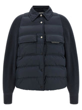 Brunello Cucinelli Shiny Flap Detail Down Jacket Blue