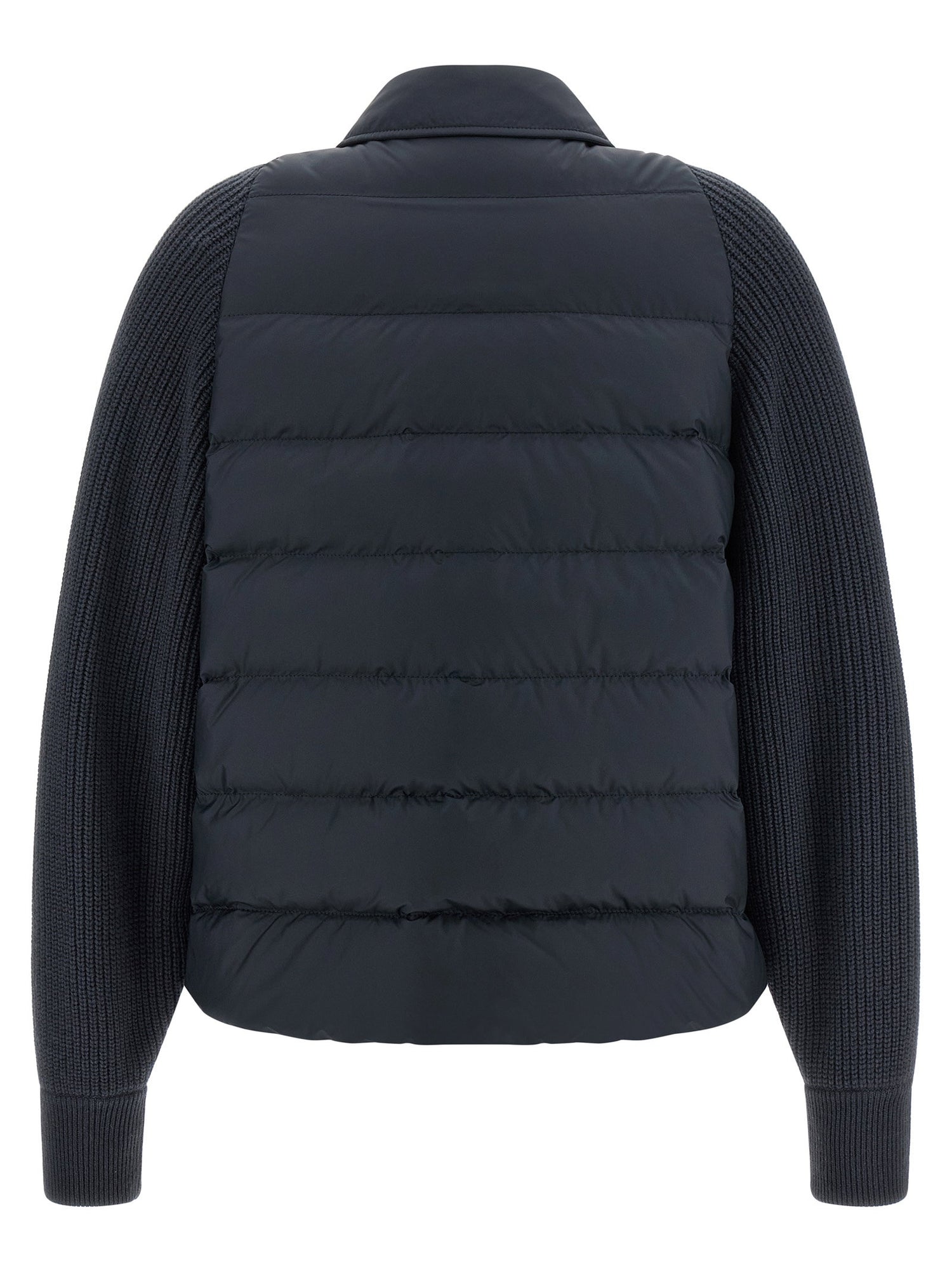 Brunello Cucinelli Shiny Flap Detail Down Jacket Blue