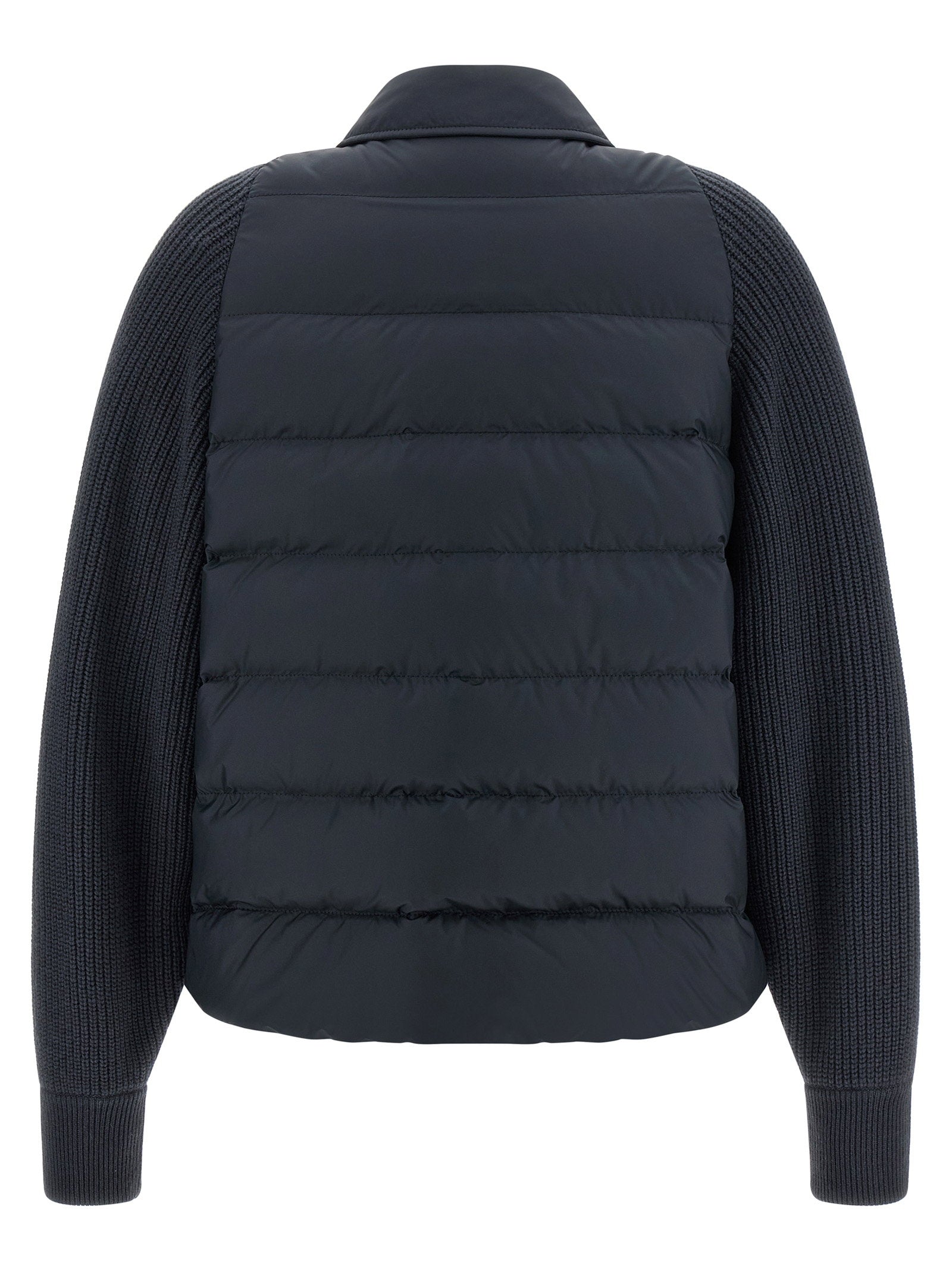 Brunello Cucinelli Shiny Flap Detail Down Jacket Blue