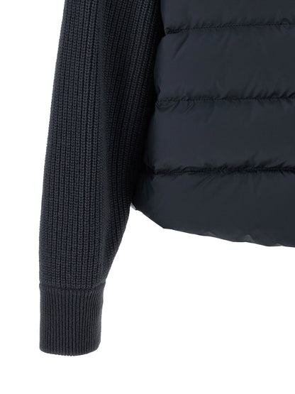 Brunello Cucinelli Shiny Flap Detail Down Jacket Blue