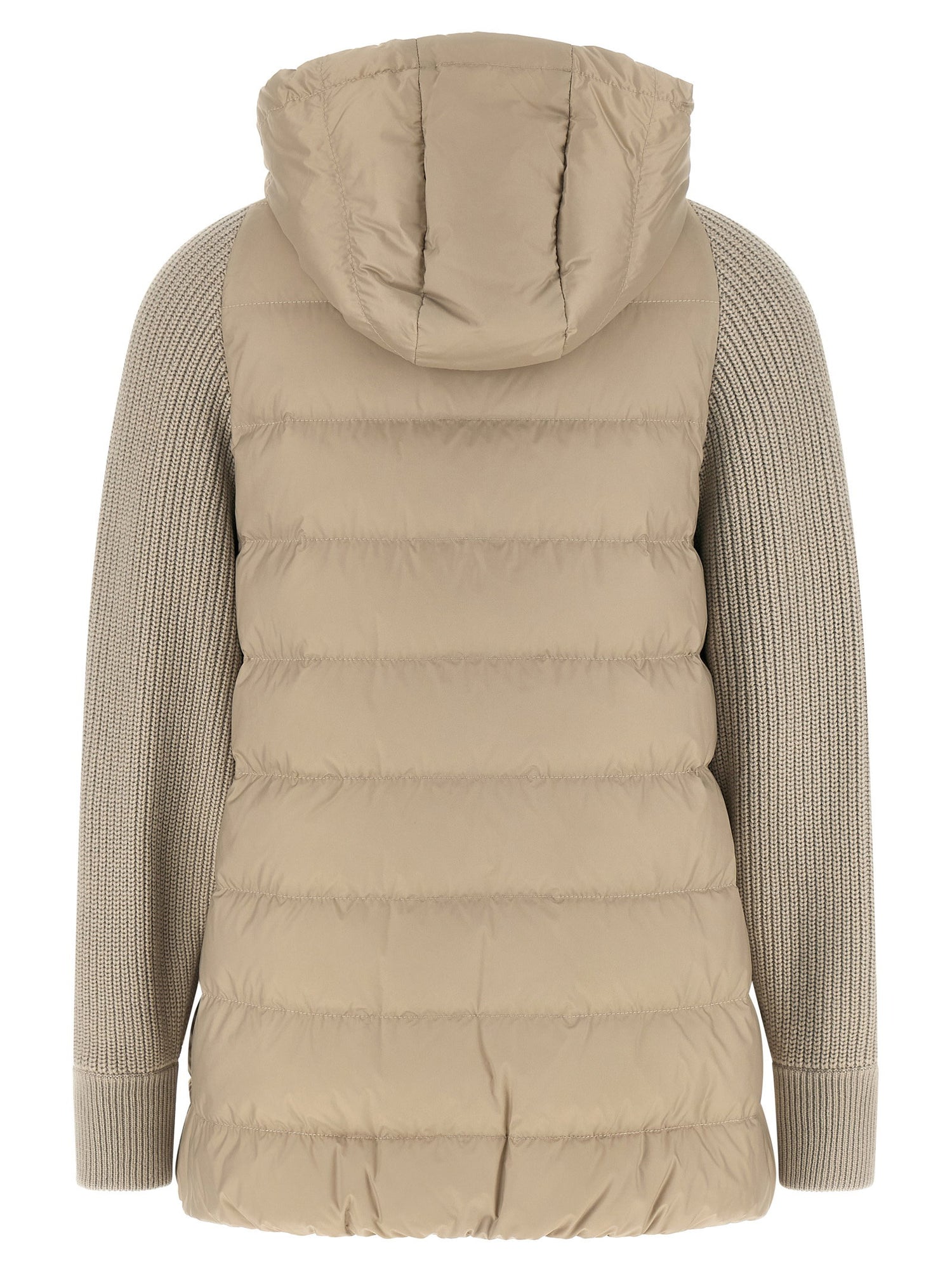 Brunello Cucinelli Shiny Zipper Pull Down Jacket Beige