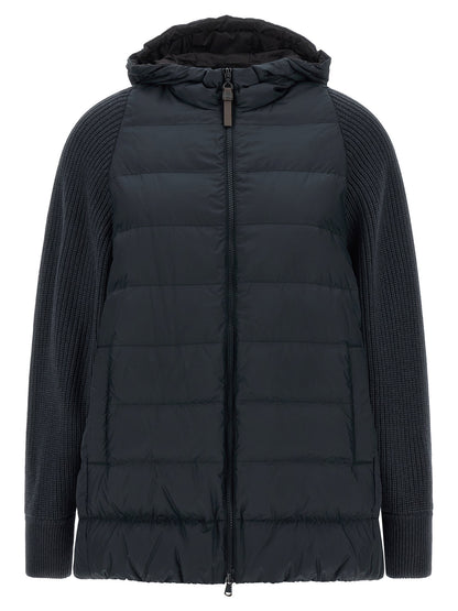 Brunello Cucinelli Shiny Zipper Pull Down Jacket Blue
