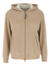 Brunello Cucinelli Precious Zipper Pull Hoodie Beige