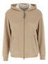 Brunello Cucinelli Precious Zipper Pull Hoodie Beige