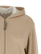Brunello Cucinelli Precious Zipper Pull Hoodie Beige