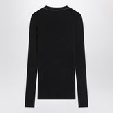 Brunello Cucinelli Blue Ribbed Wool Sweater with Jewel V-Neck Blue