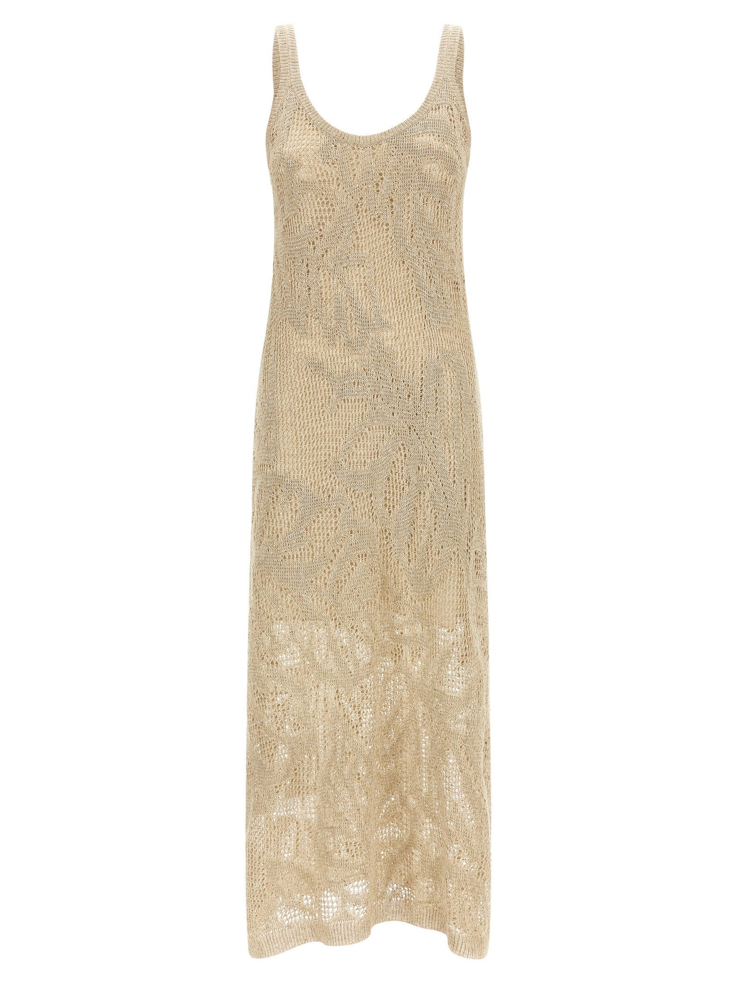 Brunello Cucinelli Crochet Dress Beige