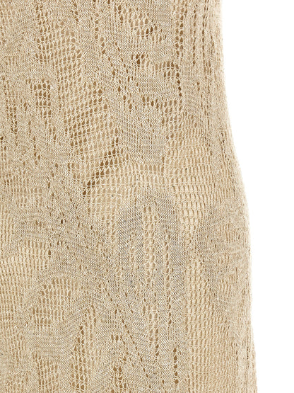 Brunello Cucinelli Crochet Dress Beige