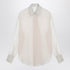 Brunello Cucinelli Crispy Silk Shirt with Monile Detail Beige