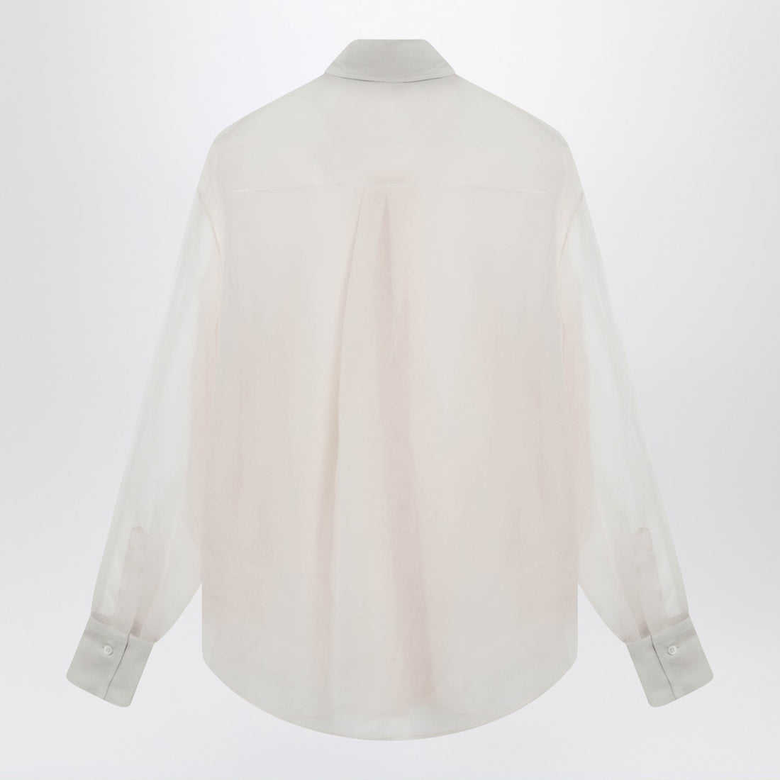 Brunello Cucinelli Crispy Silk Shirt with Monile Detail Beige