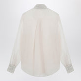 Brunello Cucinelli Crispy Silk Shirt with Monile Detail Beige