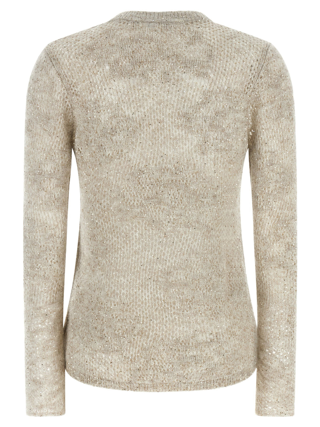 Brunello Cucinelli Flower Lace Sweater Beige