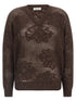 Brunello Cucinelli Flower Lace Sweater Brown