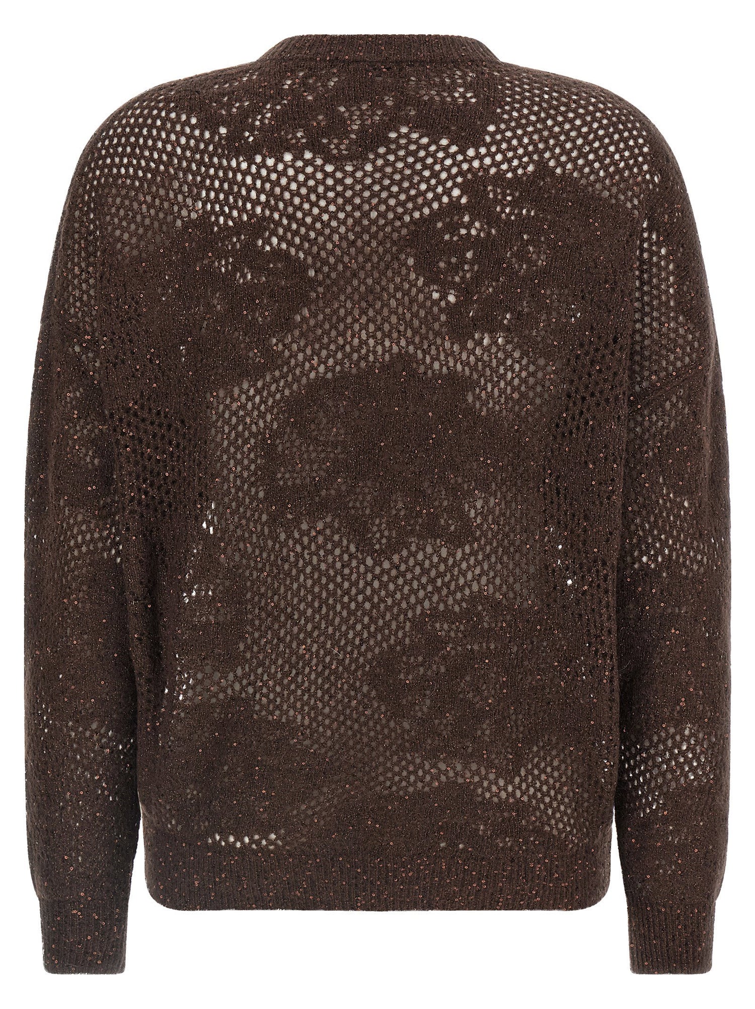 Brunello Cucinelli Flower Lace Sweater Brown