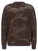Brunello Cucinelli Flower Lace Sweater Brown