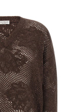 Brunello Cucinelli Flower Lace Sweater Brown