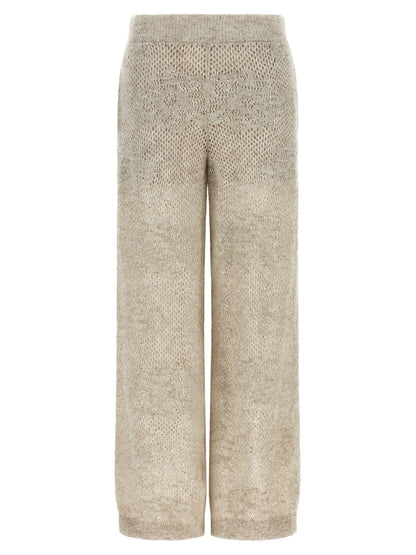 Brunello Cucinelli Dazzling Abstact Leaf Pants Beige