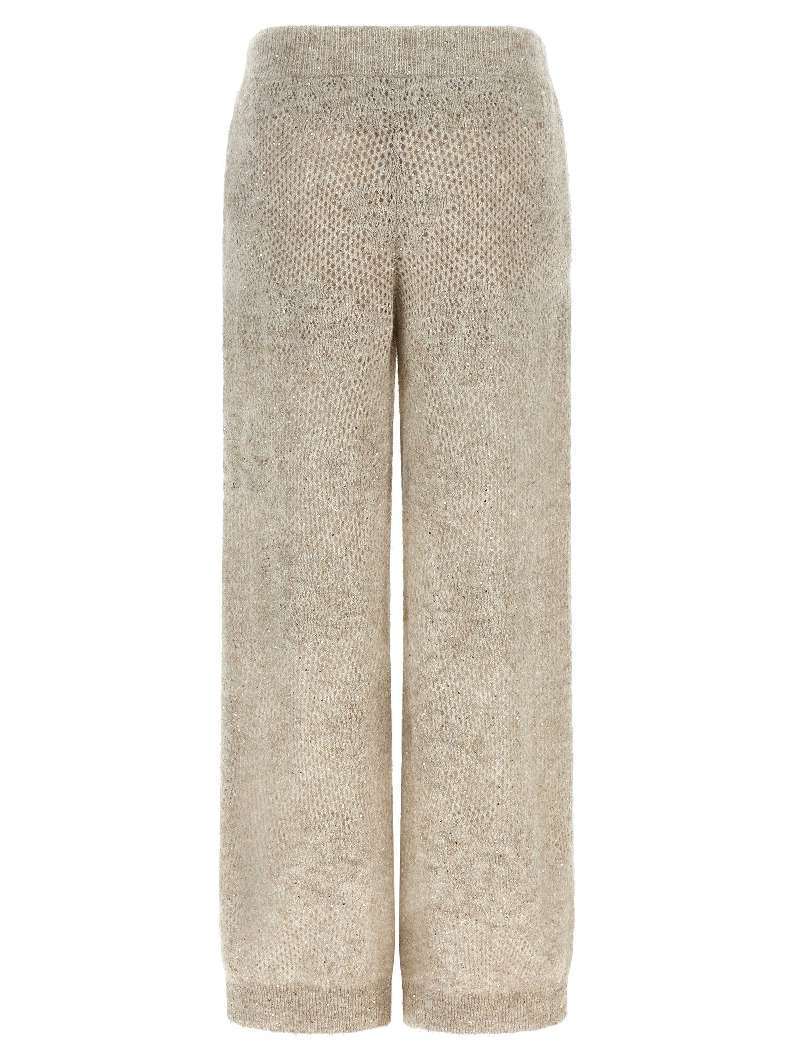 Brunello Cucinelli Dazzling Abstact Leaf Pants Beige
