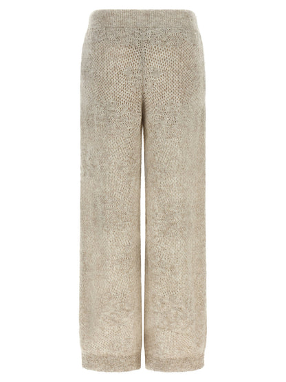 Brunello Cucinelli Dazzling Abstact Leaf Pants Beige