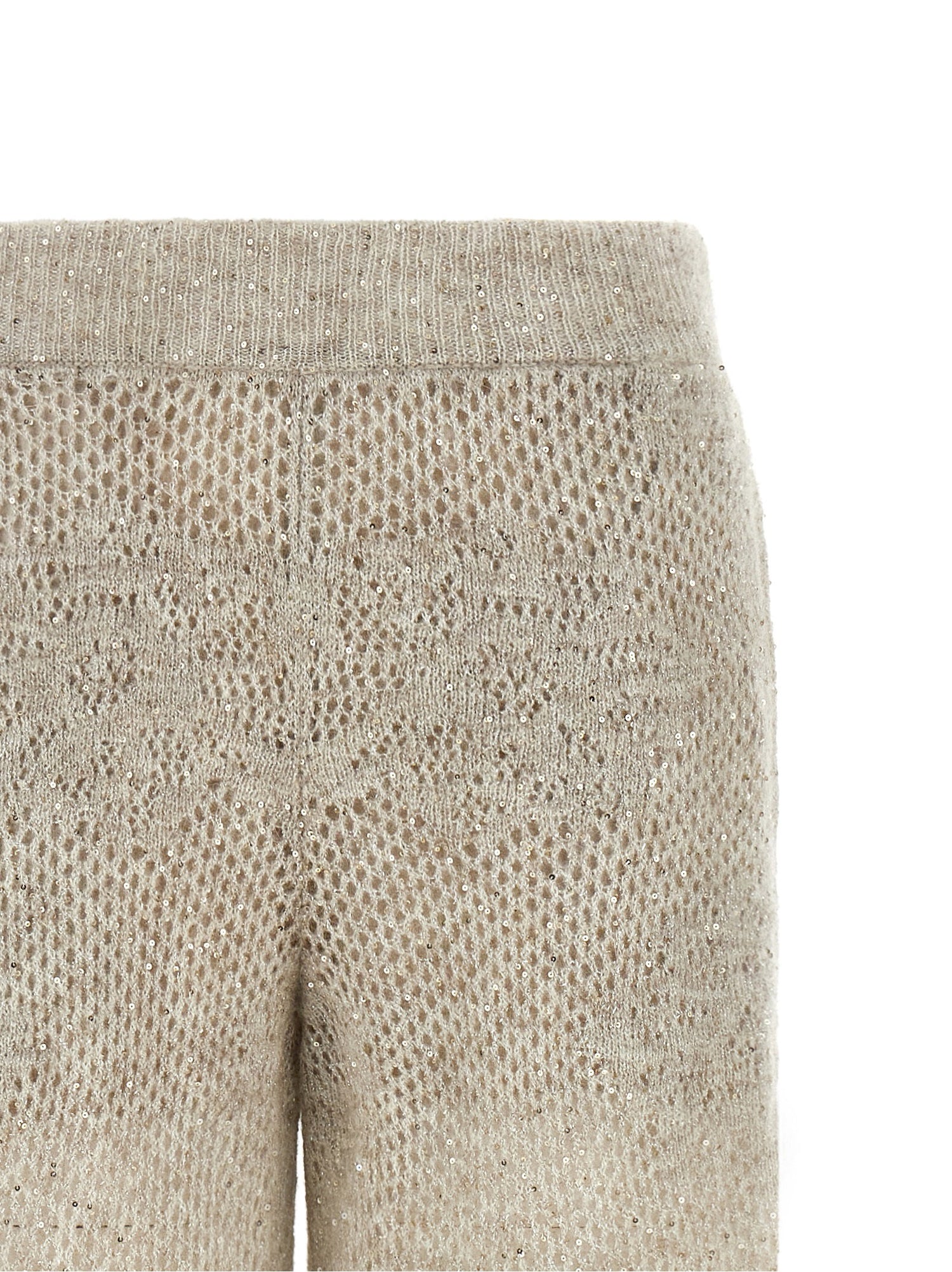 Brunello Cucinelli Dazzling Abstact Leaf Pants Beige