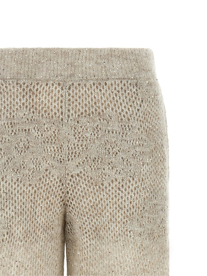 Brunello Cucinelli Dazzling Abstact Leaf Pants Beige